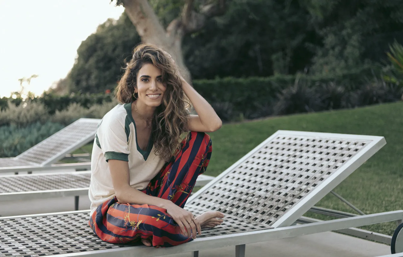 Photo wallpaper pose, smile, actress, sitting, Nikki Reed