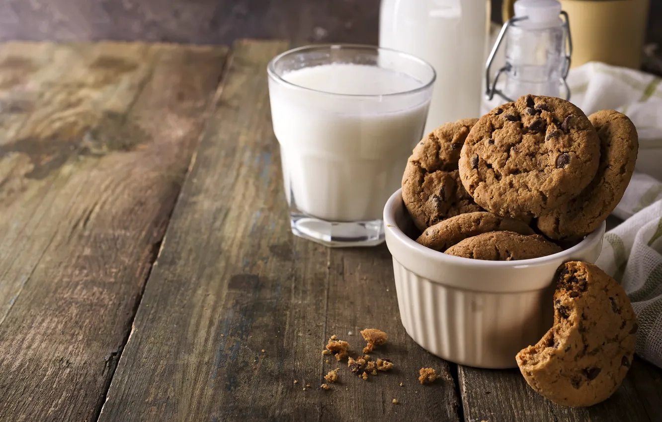Photo wallpaper milk, cookies, oat