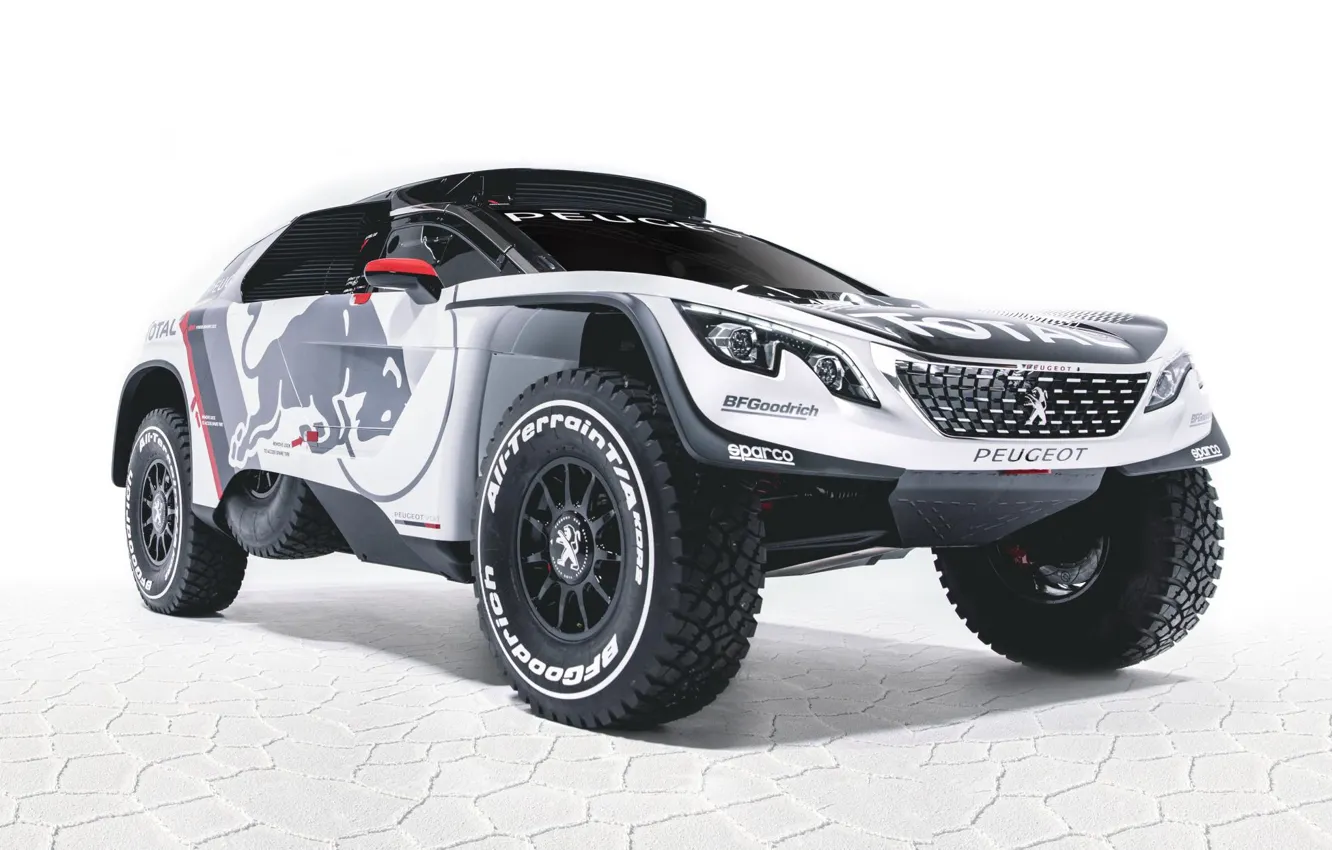 Photo wallpaper machine, auto, lights, speed, SUV, Peugeot, Red Bull, the front
