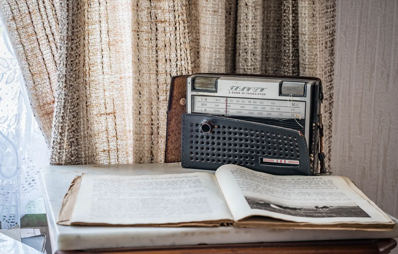 Photo wallpaper radio, book, receiver