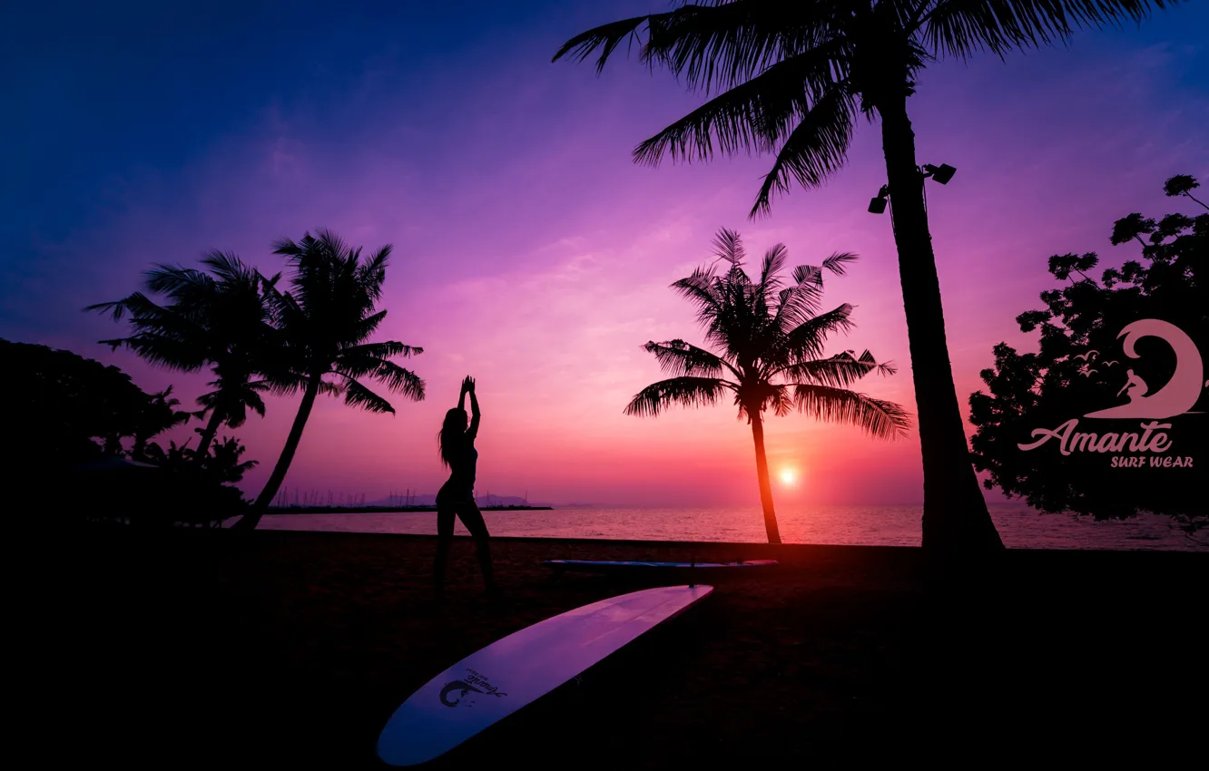 Photo wallpaper Logo, Sunset, Surfer, Lover
