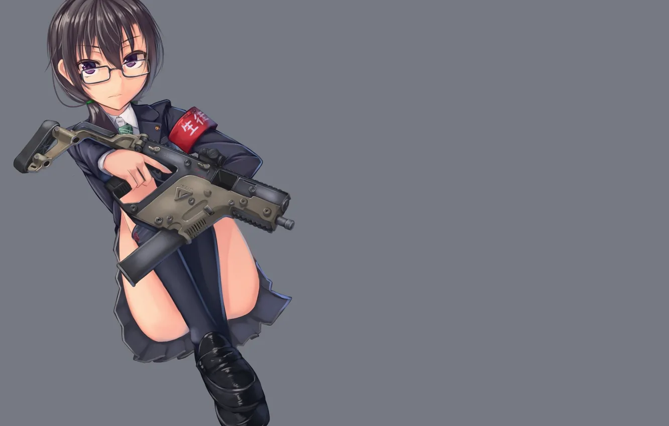 Photo wallpaper girl, gun, weapon, anime, pretty, japanese, bishojo, Kriss