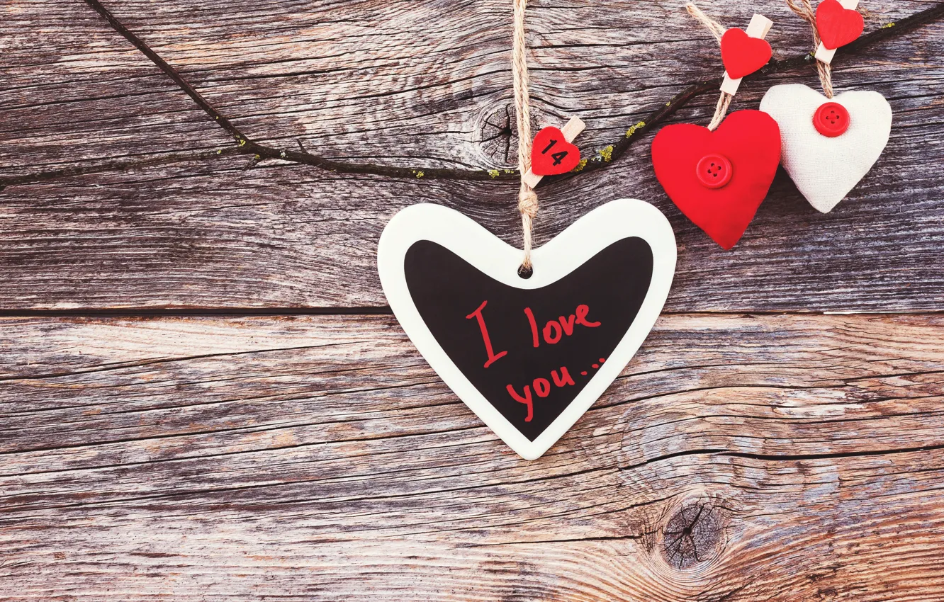 Photo wallpaper love, hearts, love, I love you, wood, romantic, hearts, valentine's day