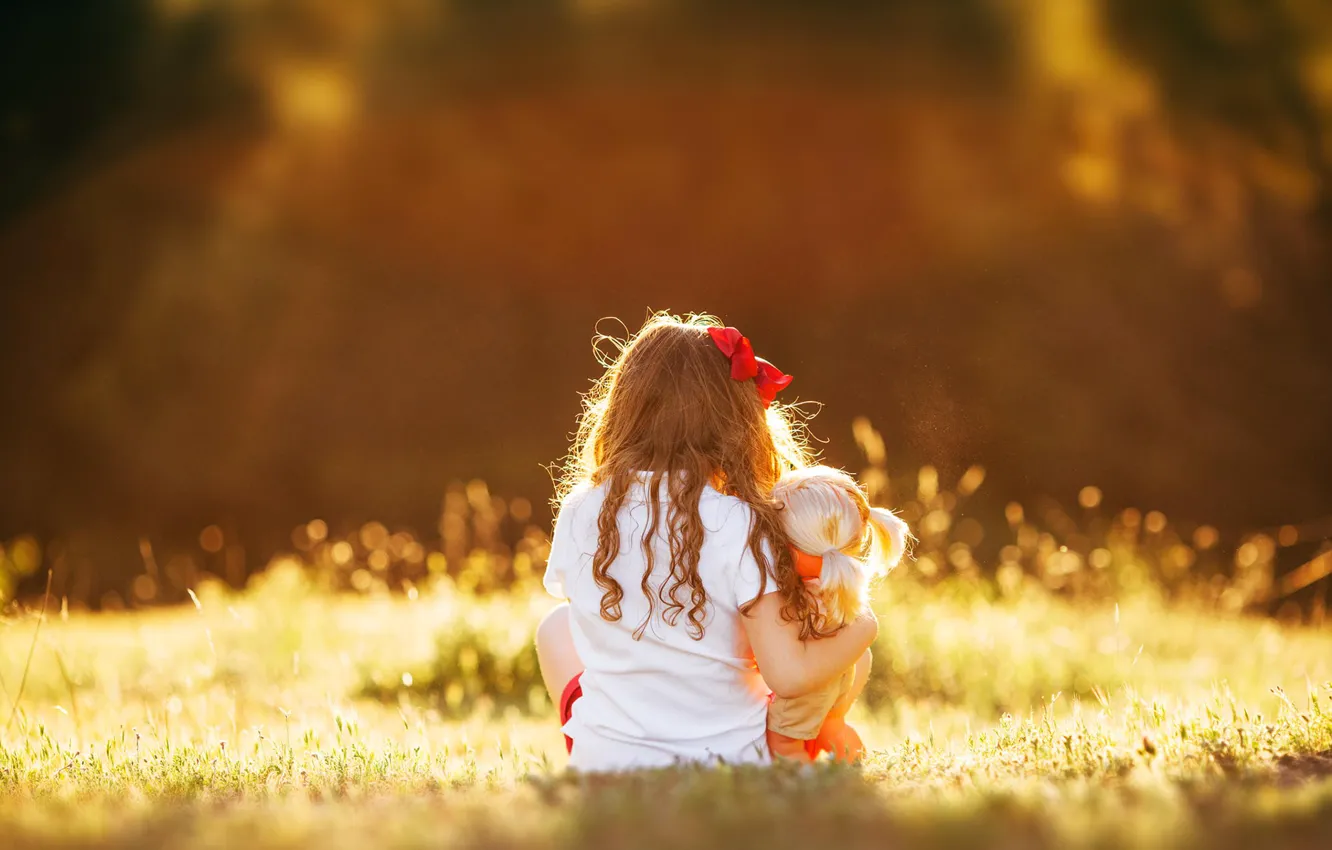 Photo wallpaper the sun, light, love, happiness, life, children, childhood, photo