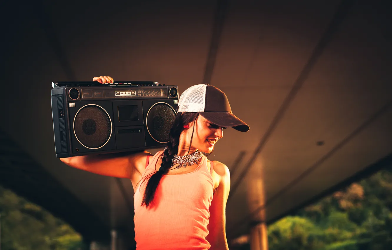 Photo wallpaper girl, tape, Hip hop woman