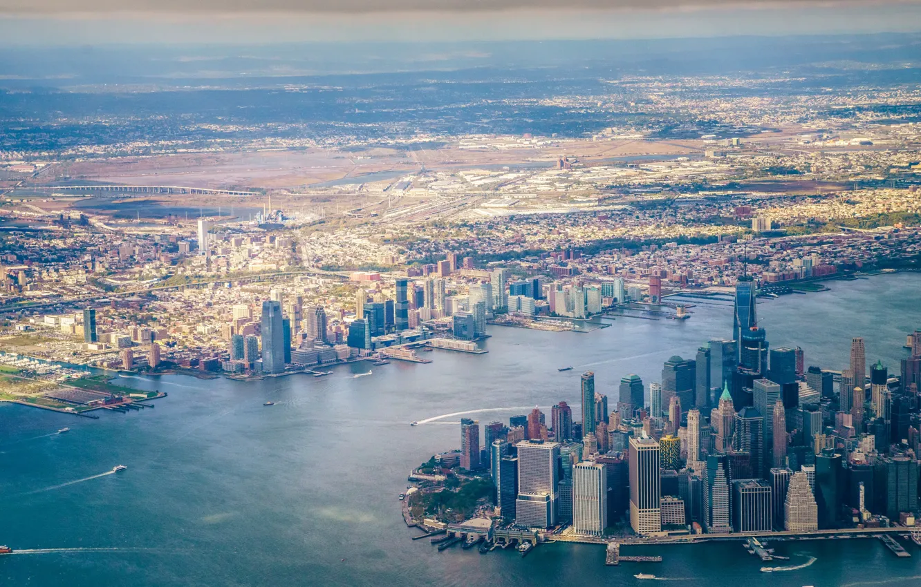 Photo wallpaper home, New York, skyscrapers, panorama, the view from the top