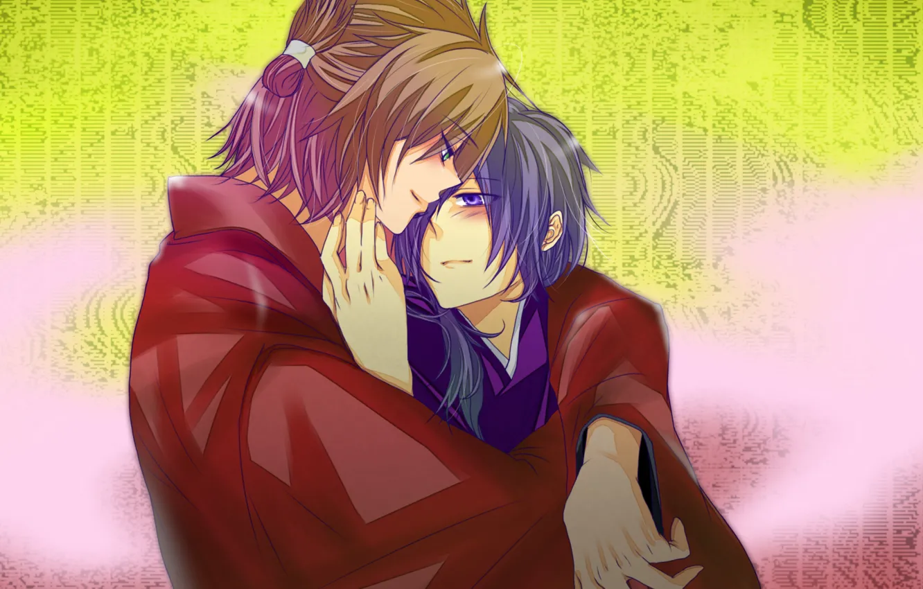 Photo wallpaper hugs, guy, Hakuouki, Demons Sakura