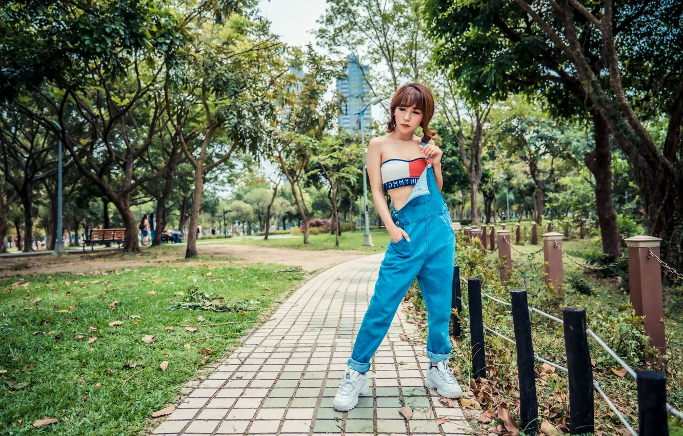 Photo wallpaper girl, pose, Asian