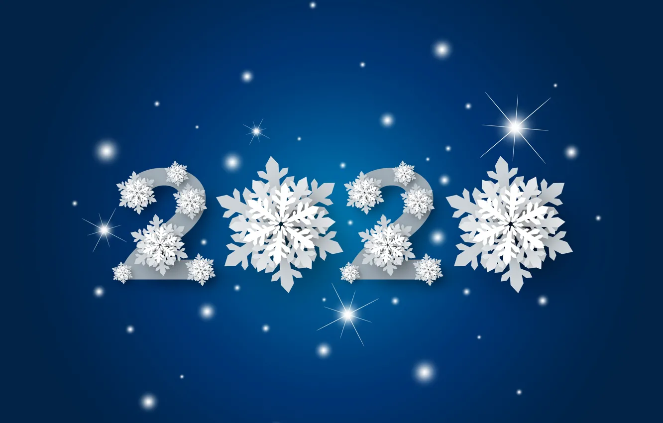 Photo wallpaper snowflakes, new year, figures, 2020