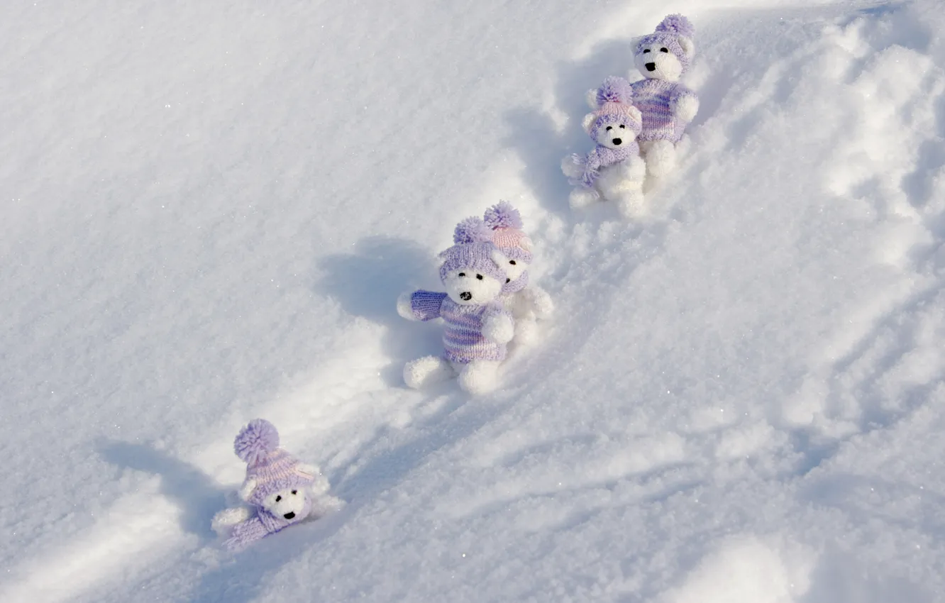 Photo wallpaper winter, snow, strips, clothing, toys, sparks, the snow, shadows