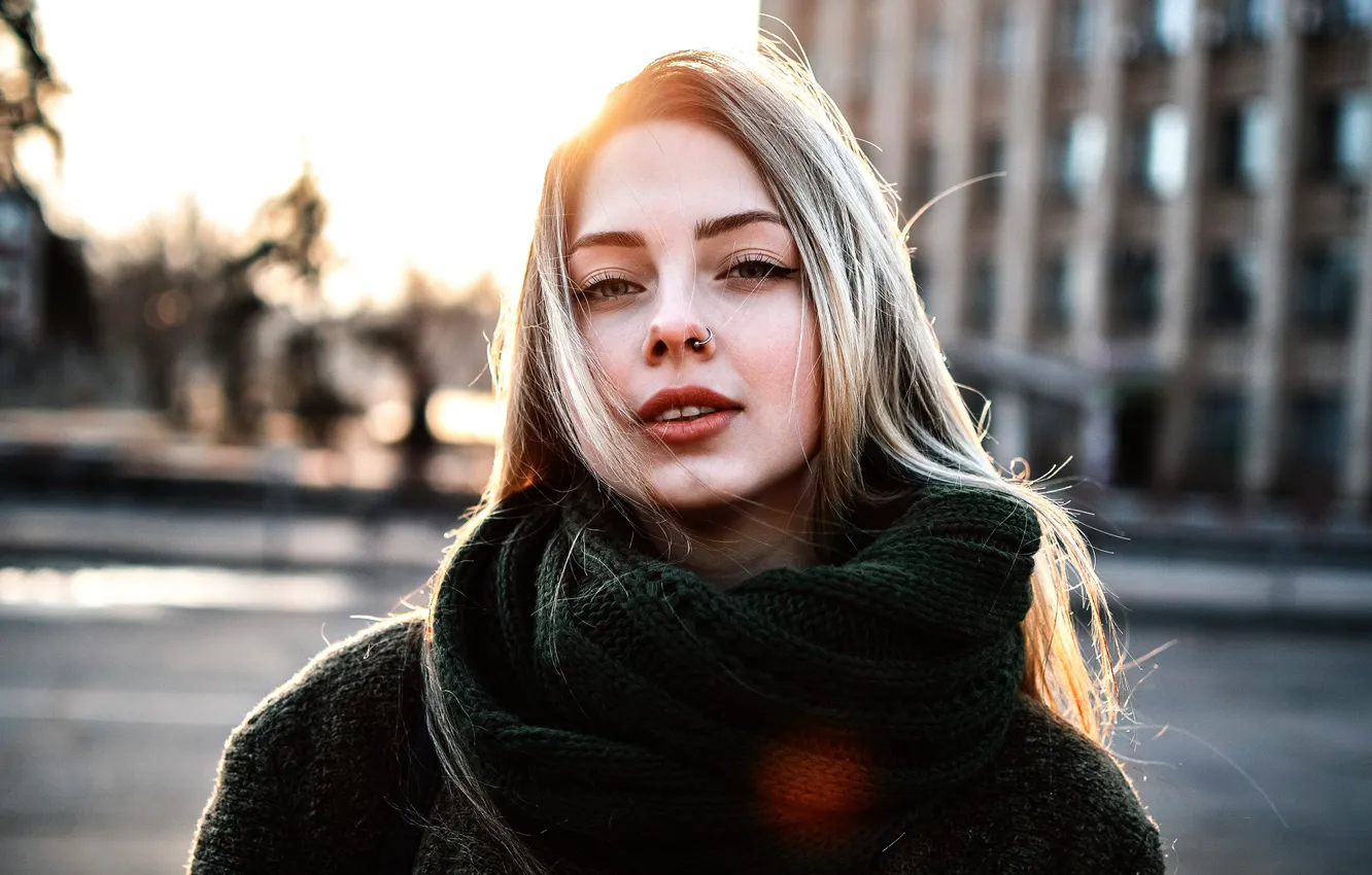 Photo wallpaper teeth, Alena Owl, scarf, piercing, sponge