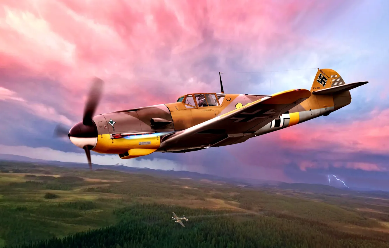 Photo wallpaper Germany, Messerschmitt, WWII, Bf-109F, Bf.109F-4, JG5, "The Arctic ocean", Hans Döberich