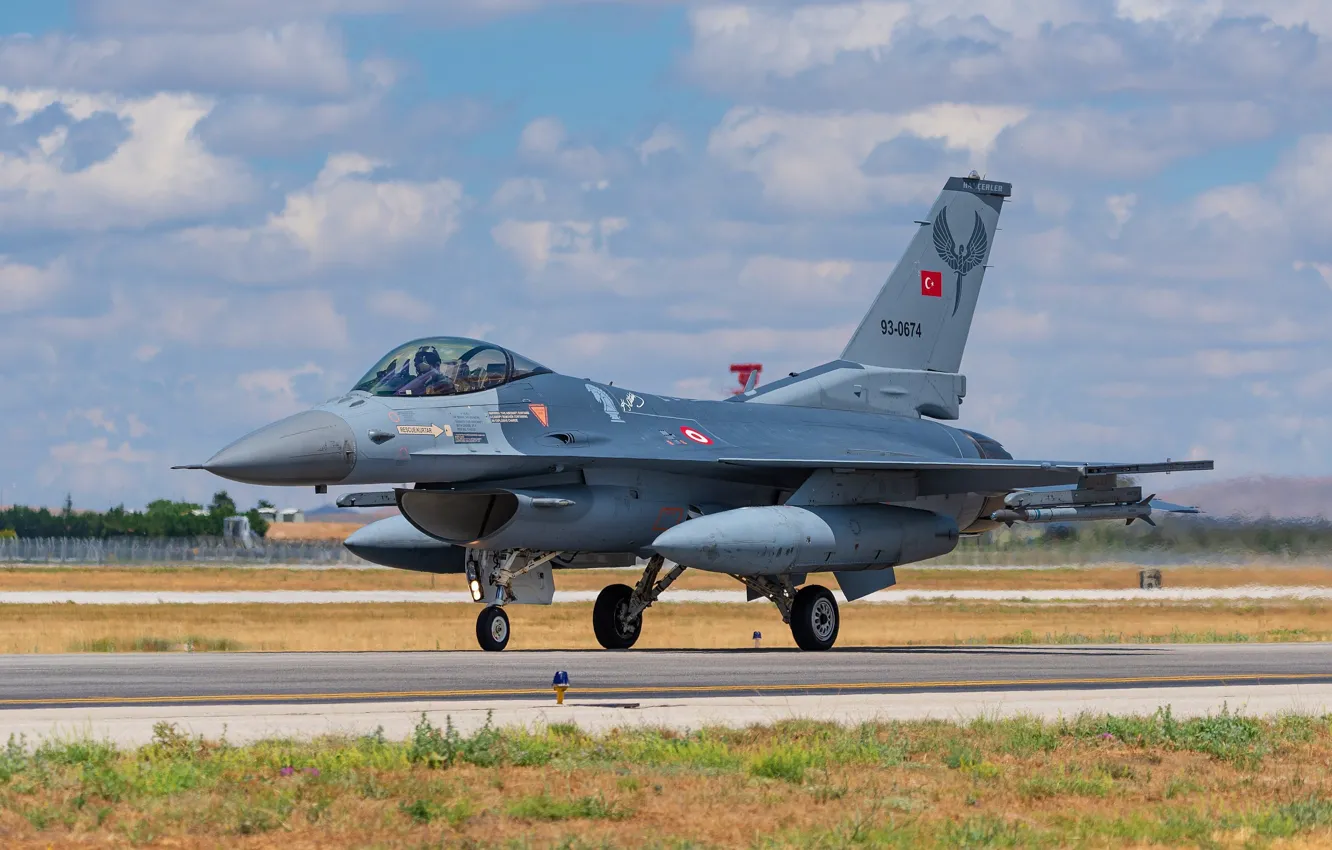 Photo wallpaper F-16, Runway, Turkish Air Force