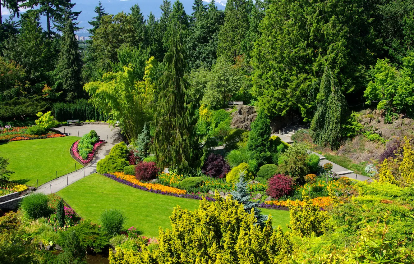 Photo wallpaper beauty, garden, Canada, Vancouver, Sunny, Queen Elizabeth Garden