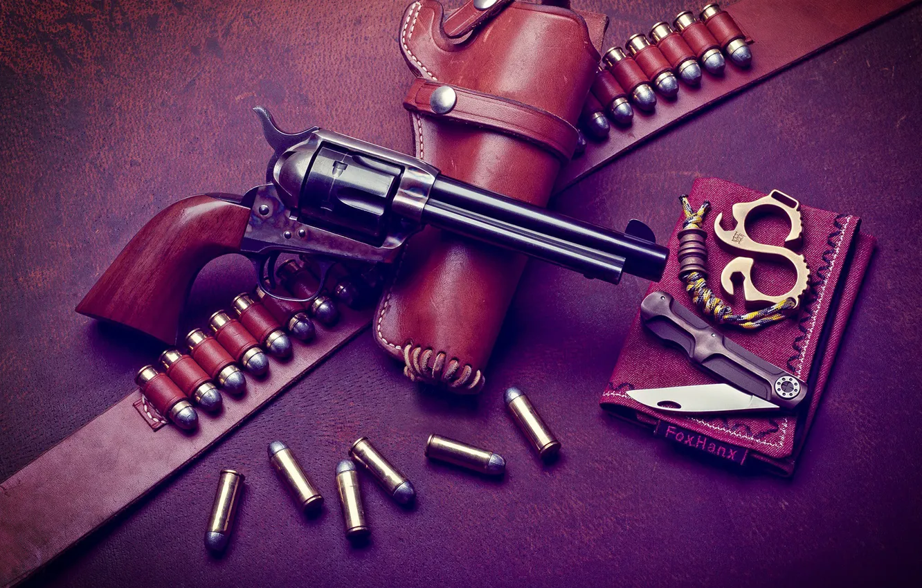 Photo wallpaper cartridges, revolver, colt
