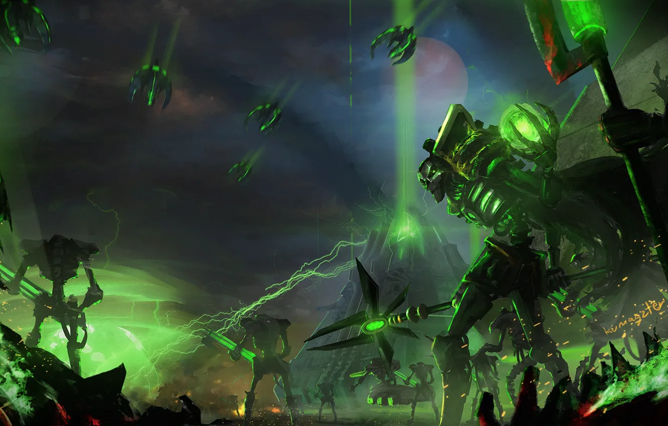 Photo wallpaper army, necrons, Warhammer 40 000, monolith, lord necron