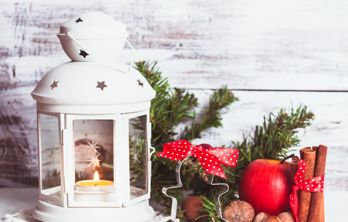 Photo wallpaper holiday, apples, new year, flashlight