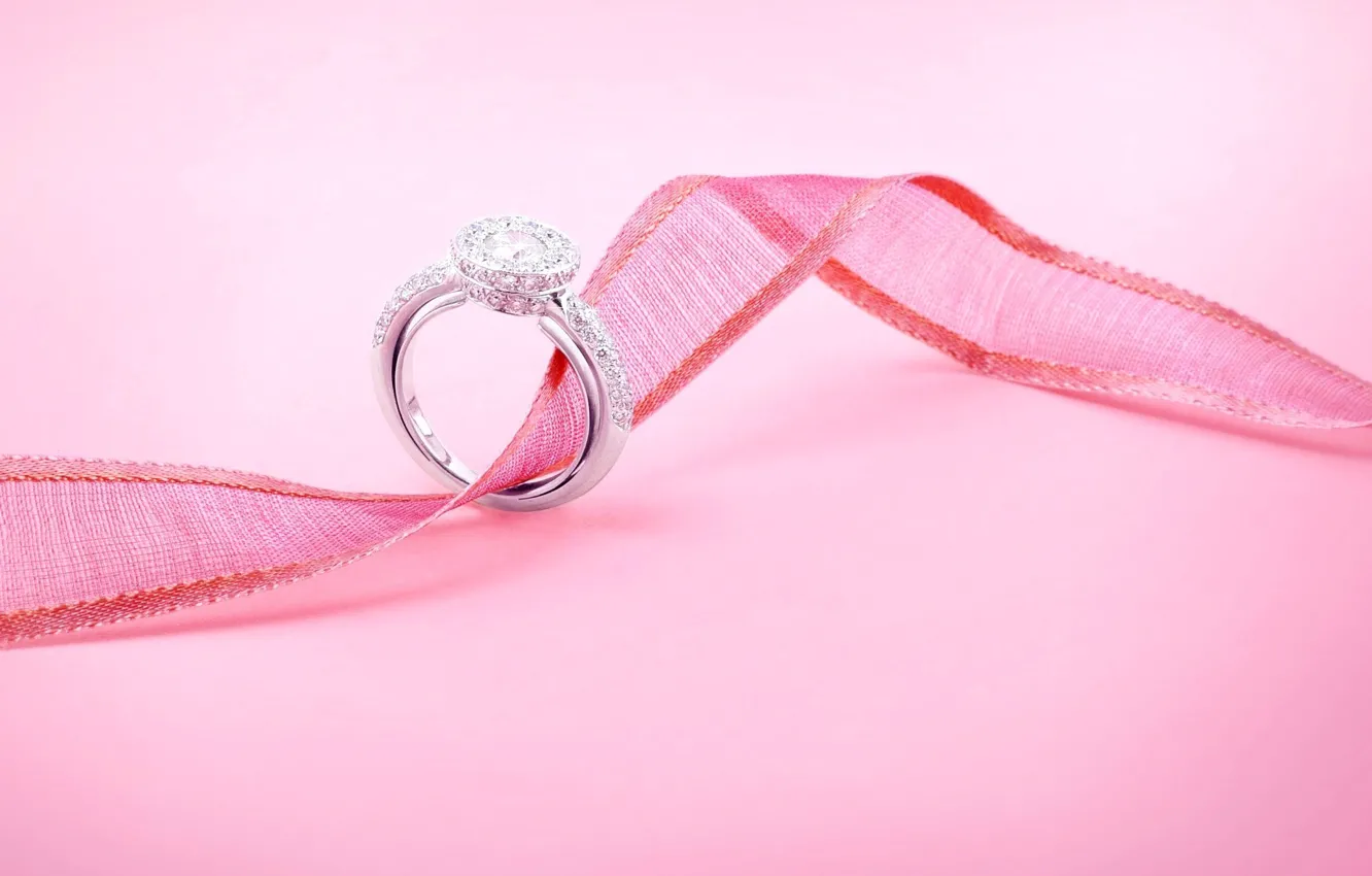 Photo wallpaper holiday, ring, tape, decoration, wedding, jewel, wedding, pink color