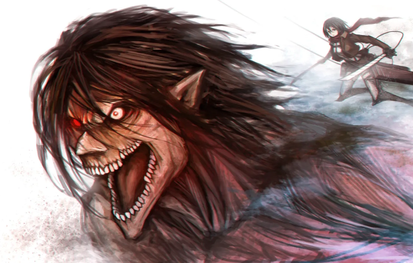 Photo wallpaper girl, sword, game, soldier, big, anime, red eyes, katana