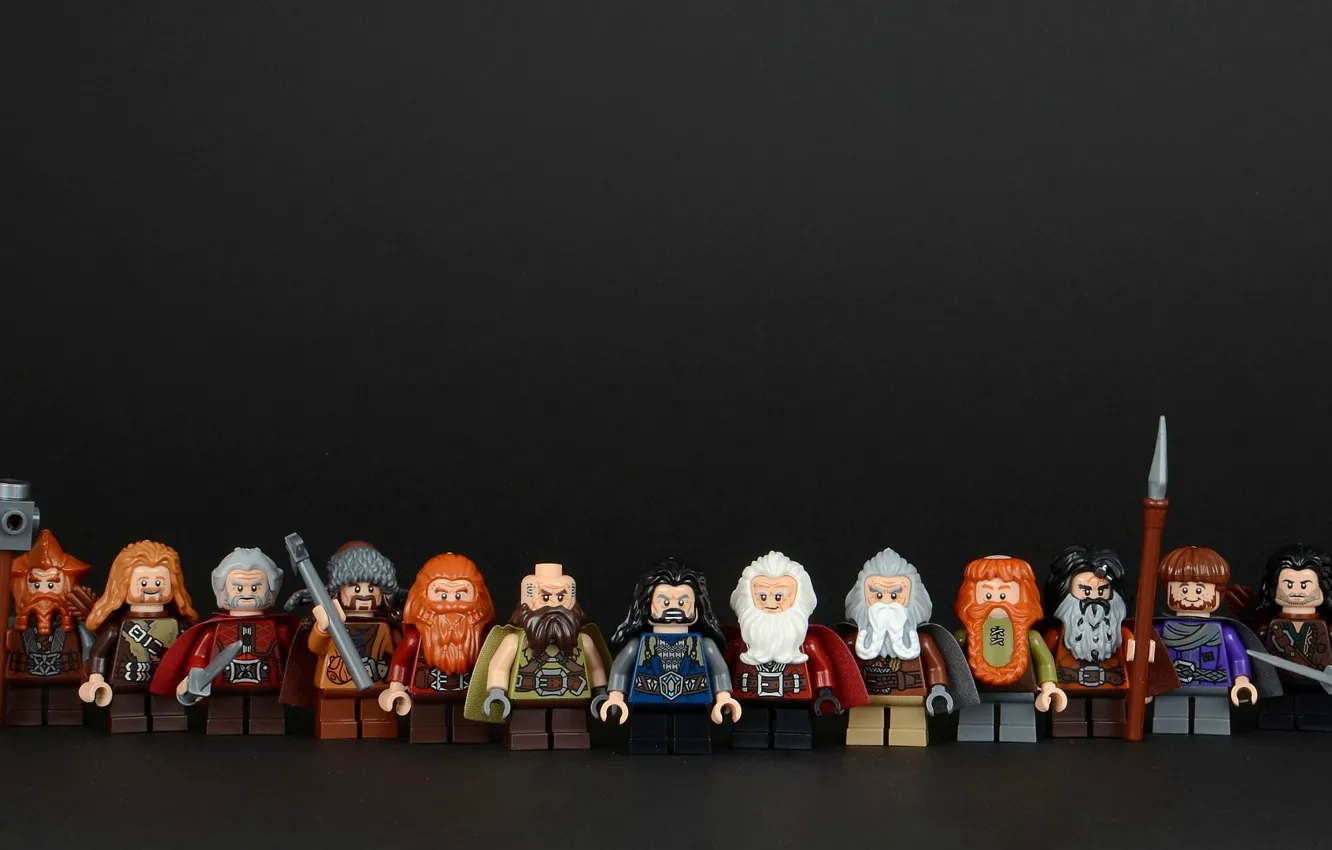 Photo wallpaper background, LEGO, dwarves, figures, Lego, The hobbit, The Hobbit