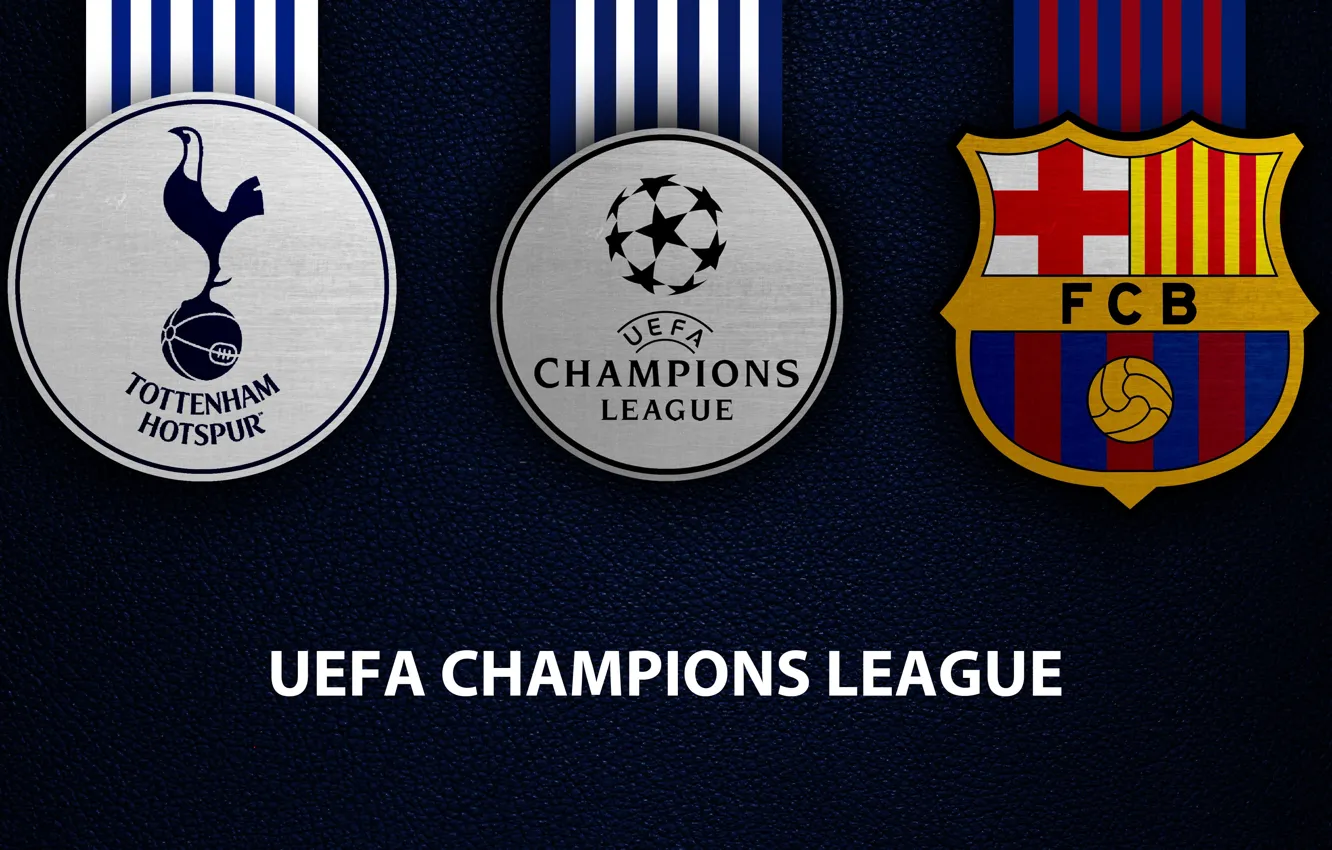 Photo wallpaper wallpaper, sport, logo, football, Barcelona, UEFA Champions League, Tottenham Hotspur, Tottenham Hotspur vs Barcelona