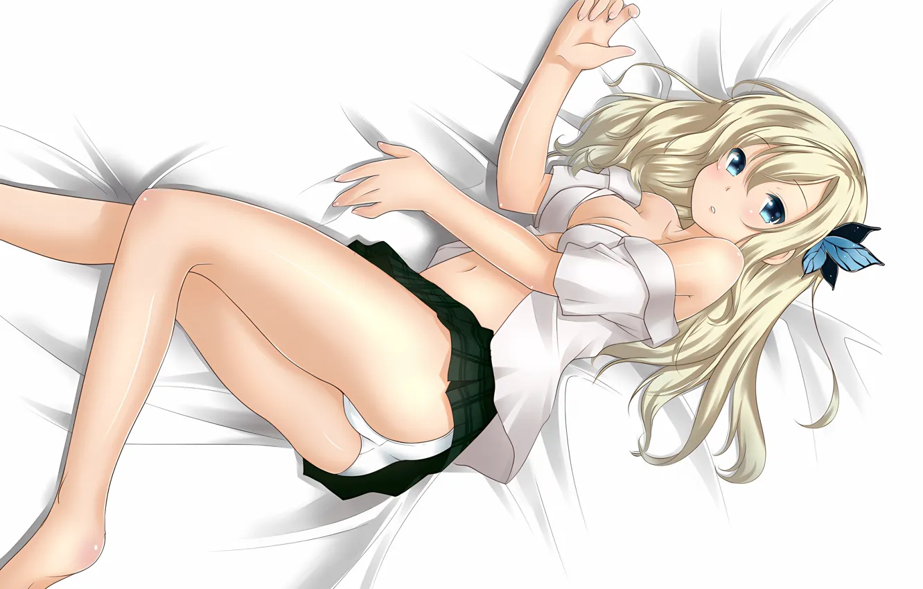 Photo wallpaper girl, sexy, lingerie, ass, bra, cleavage, school uniform, panties