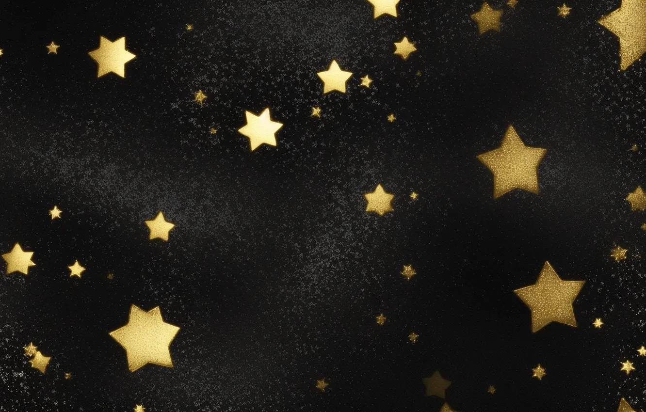 Photo wallpaper Black Color, star, gold, Wallpaper, black color, black, stars, stars