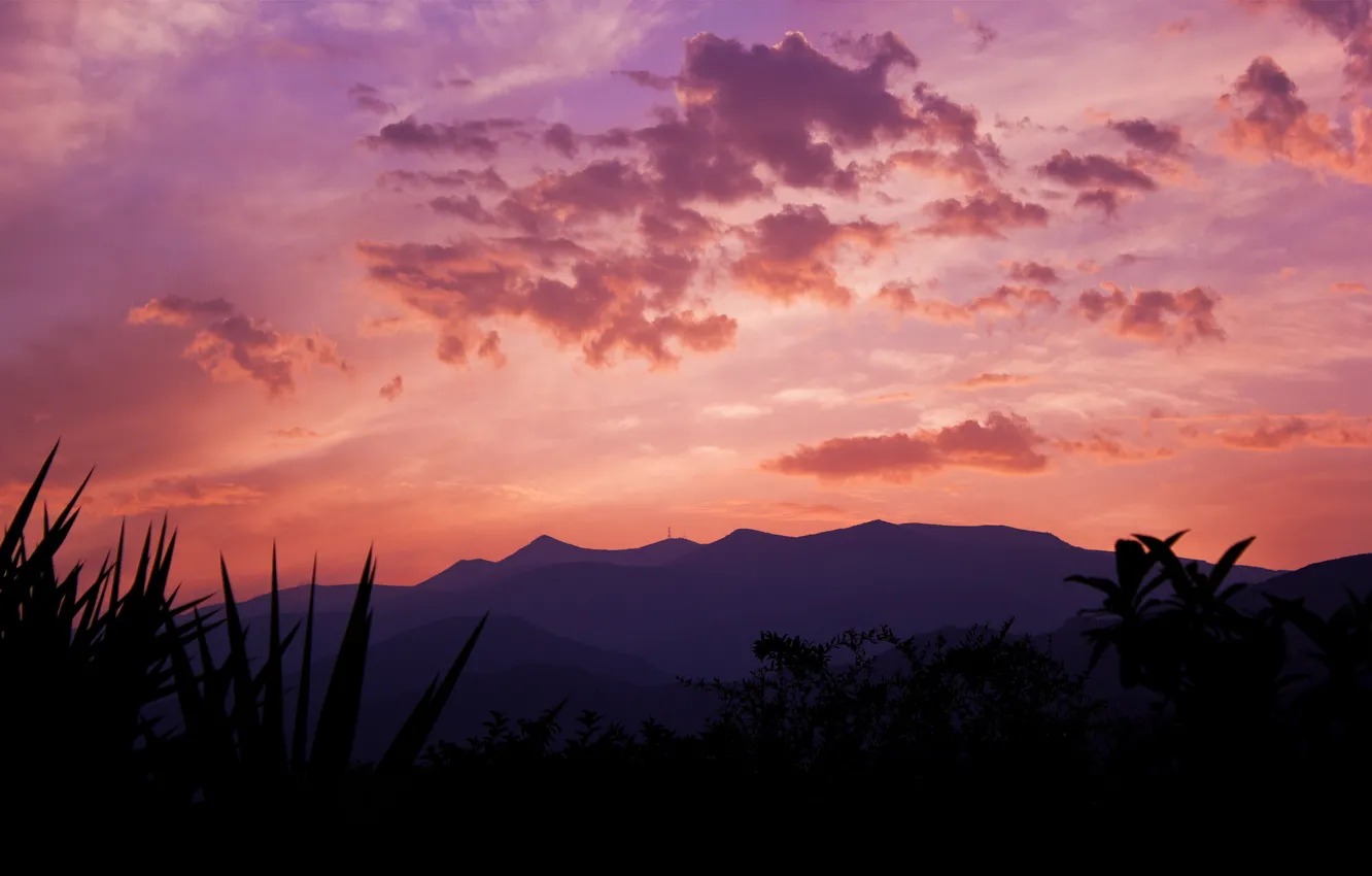 Photo wallpaper sunset, mountains, Spain