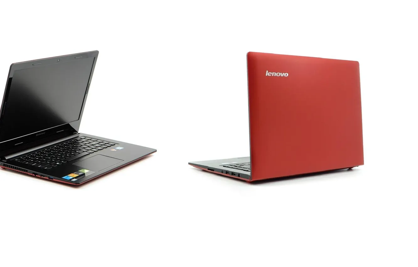 Photo wallpaper red, black, white background, laptops, Lenovo