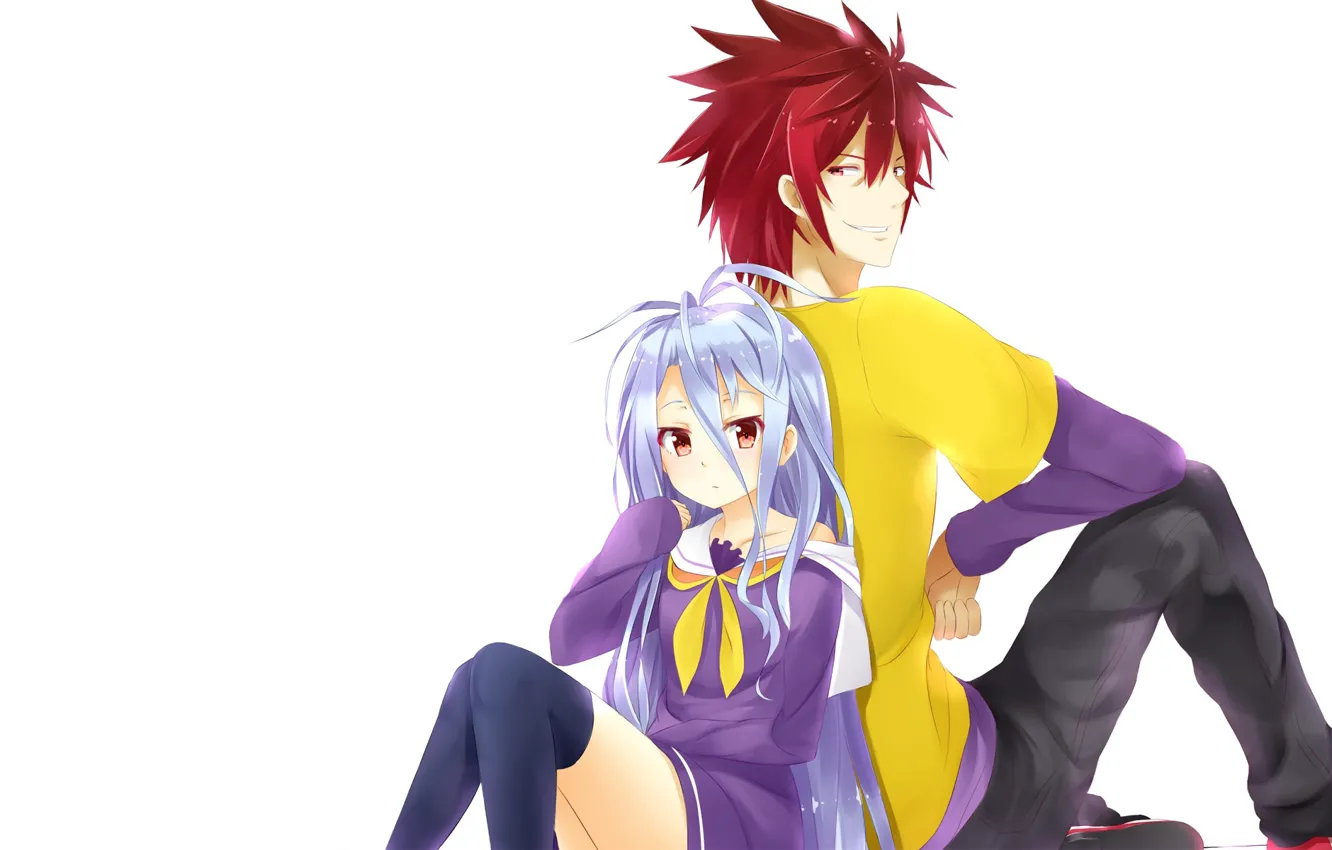 Photo wallpaper anime, art, girl, guy, two, No Game No Life