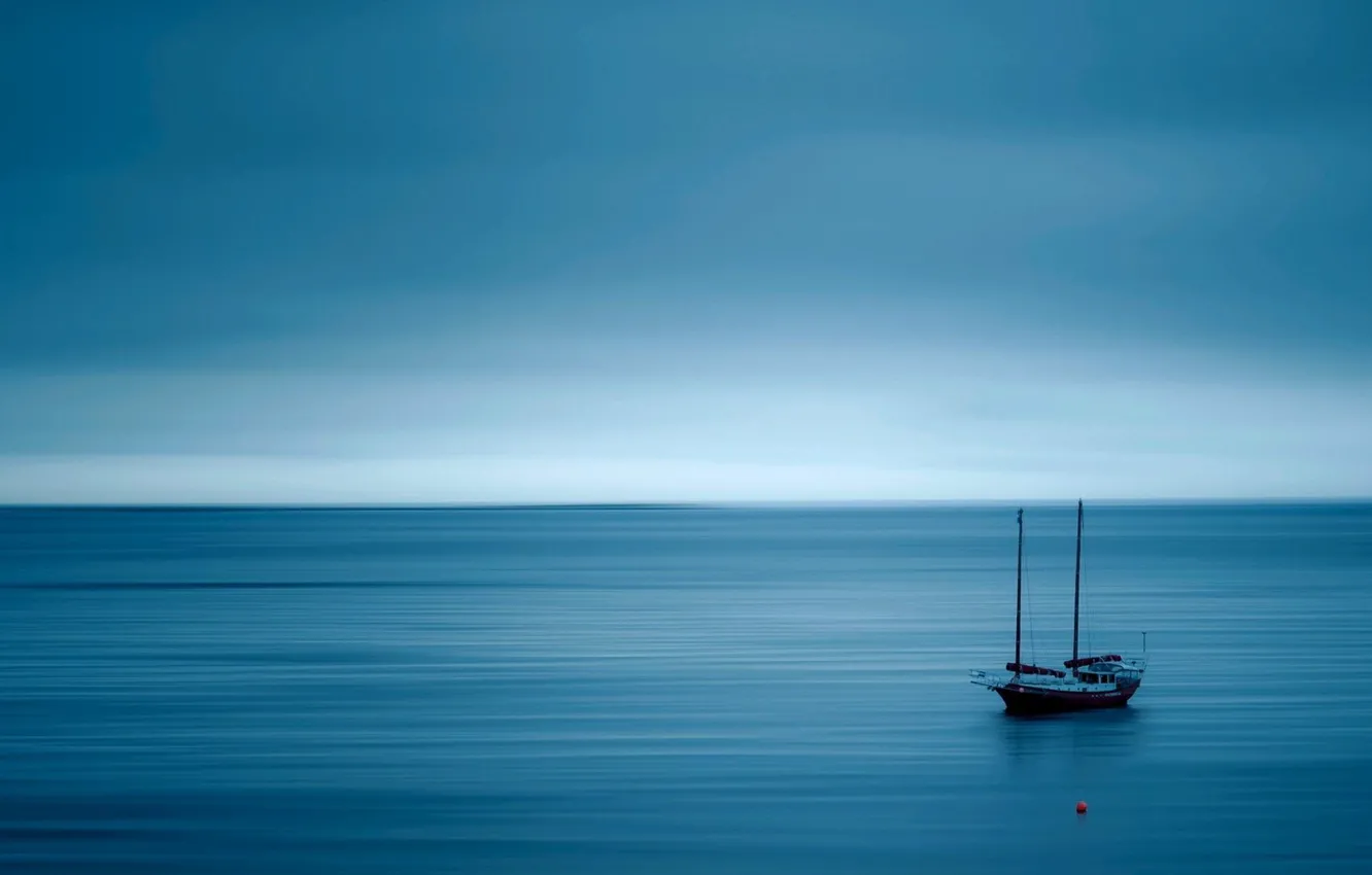 Photo wallpaper the ocean, yacht, calm