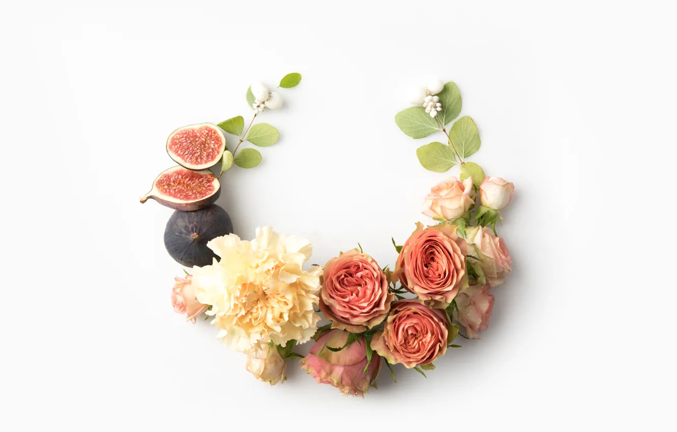 Photo wallpaper flowers, background, roses, figs