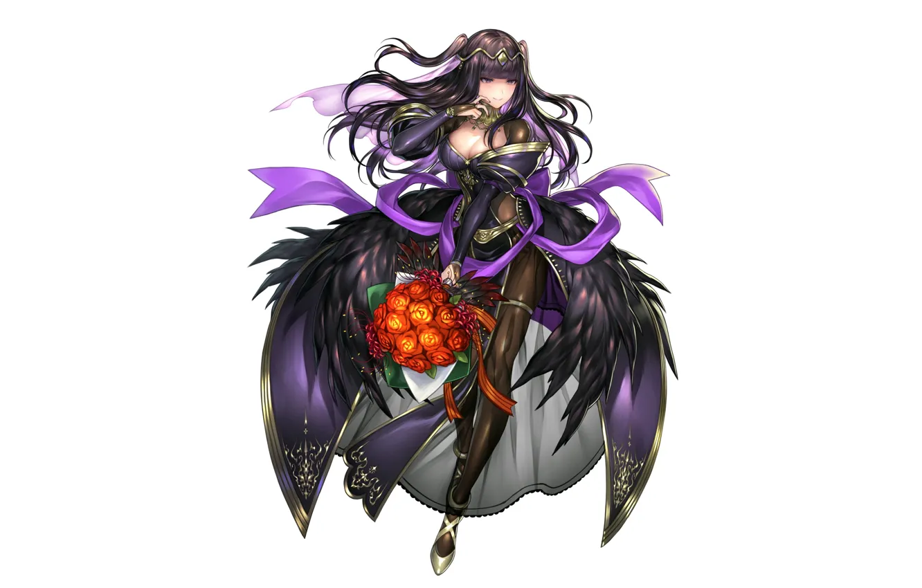 Photo wallpaper girl, sexy, cleavage, long hair, dress, boobs, anime, beautiful