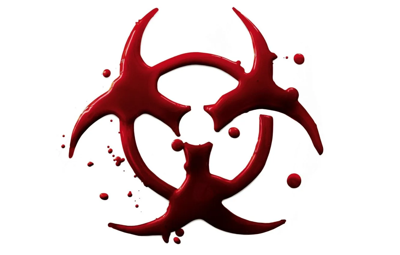 Photo wallpaper Red, Minimalism, White, Blood, Biohazard