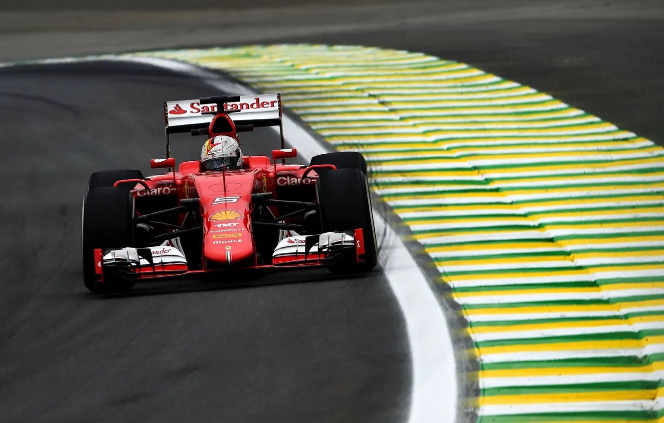 Photo wallpaper Ferrari, Ferrari, Vettel, Brazil Grand Prix