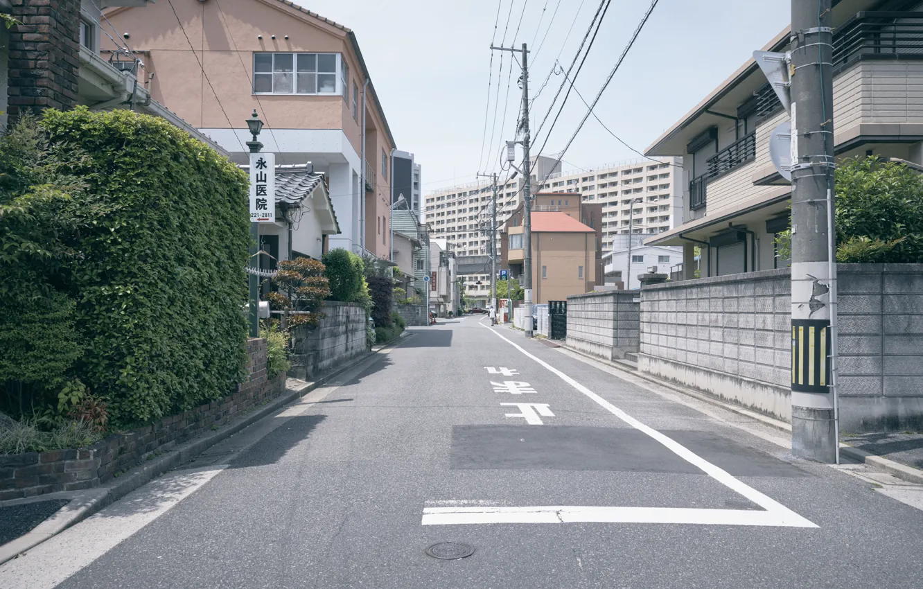 Photo wallpaper road, the city, street, home, Japan