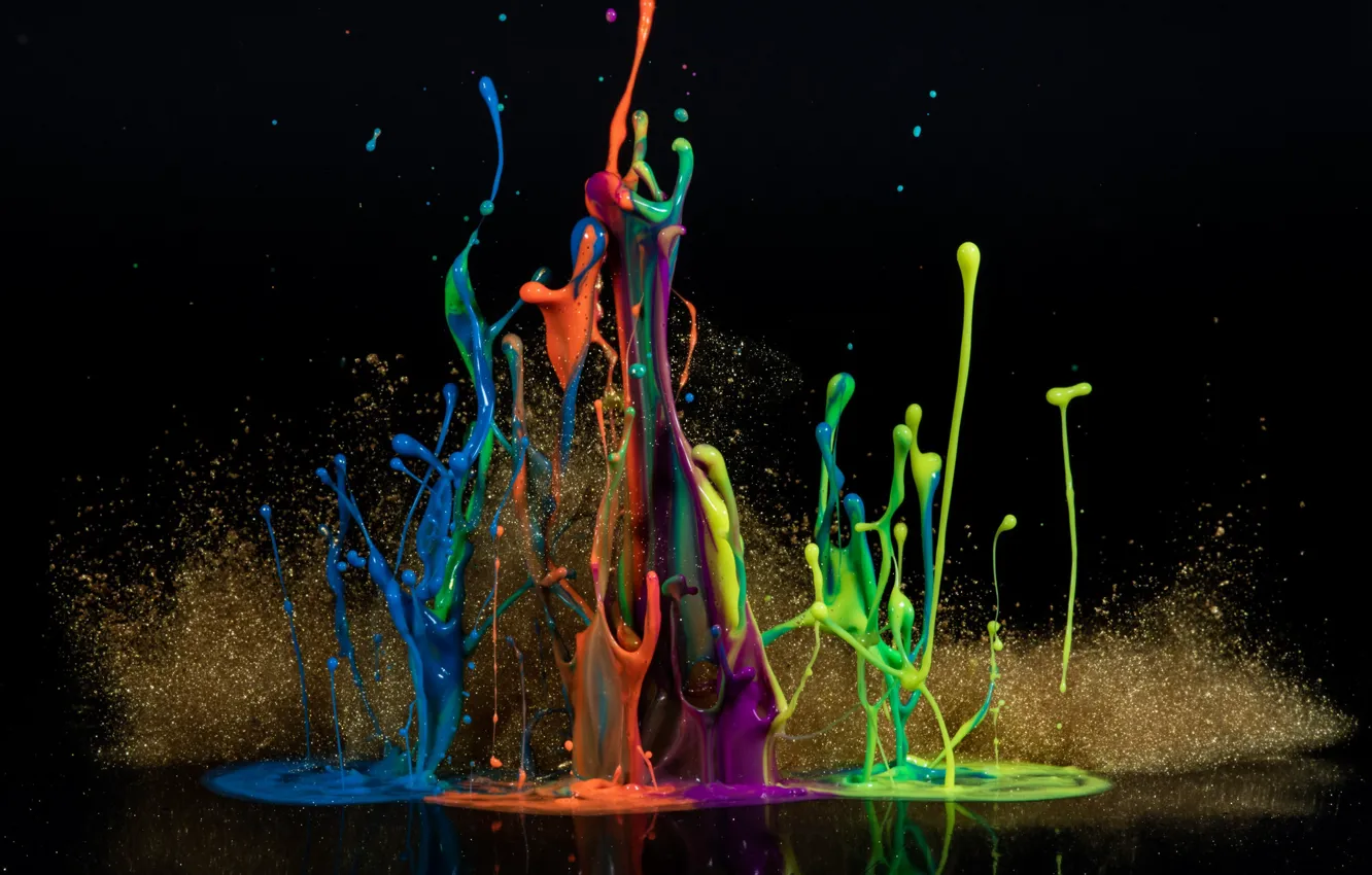 Photo wallpaper drops, squirt, paint, color