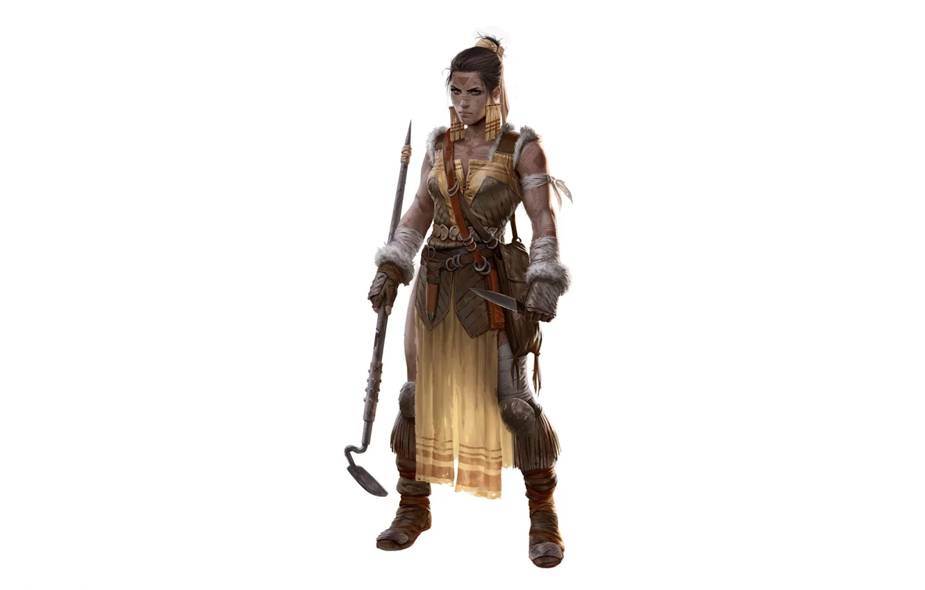 Photo wallpaper look, girl, weapons, knife