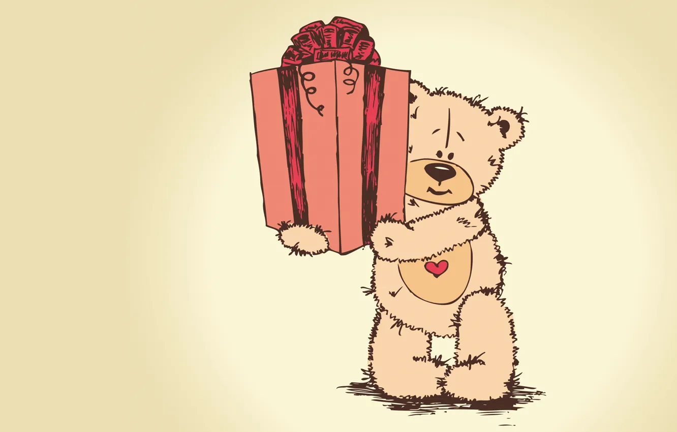 Photo wallpaper gift, bear, Teddy, teddy bear, valentines day