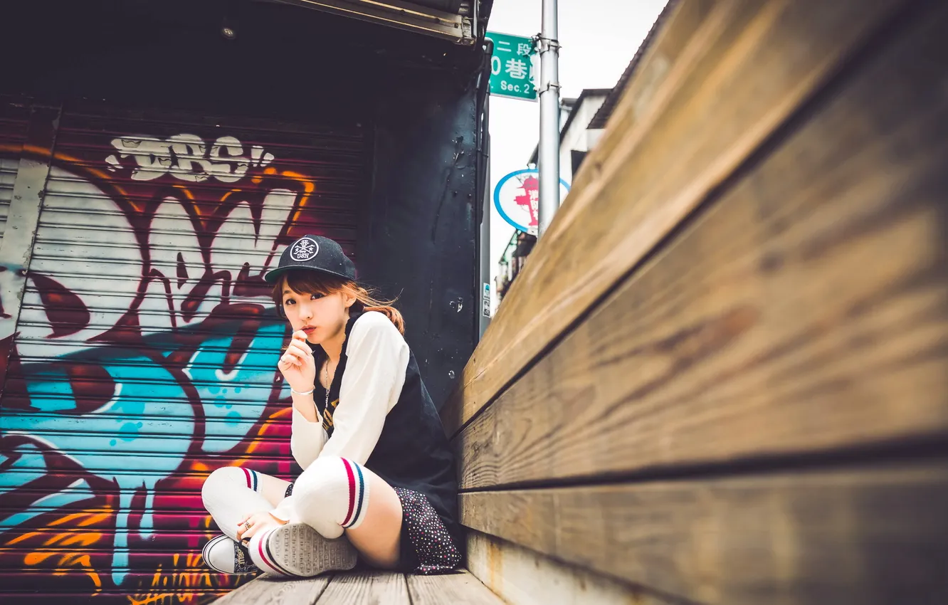 Photo wallpaper look, girl, Asian