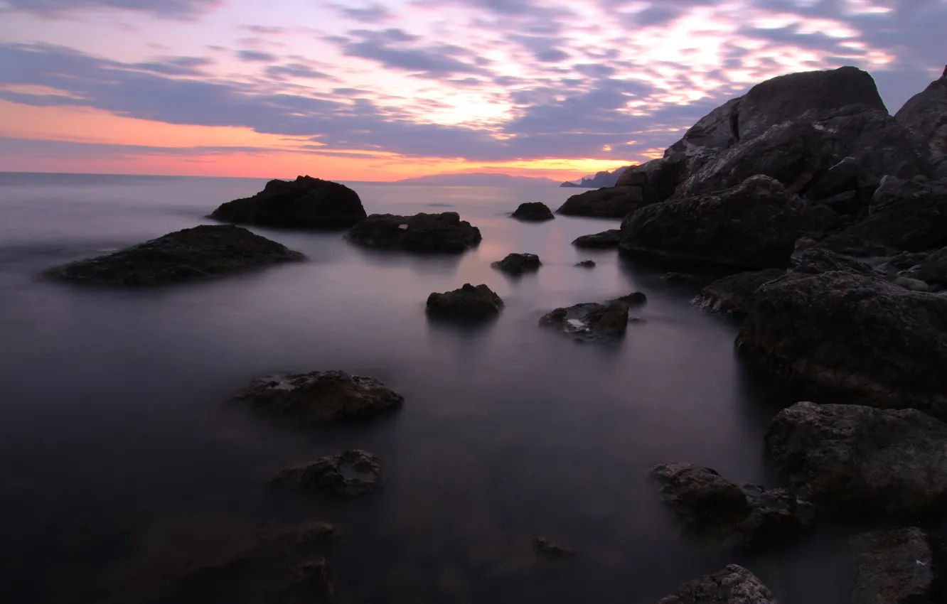 Photo wallpaper sea, landscape, rocks