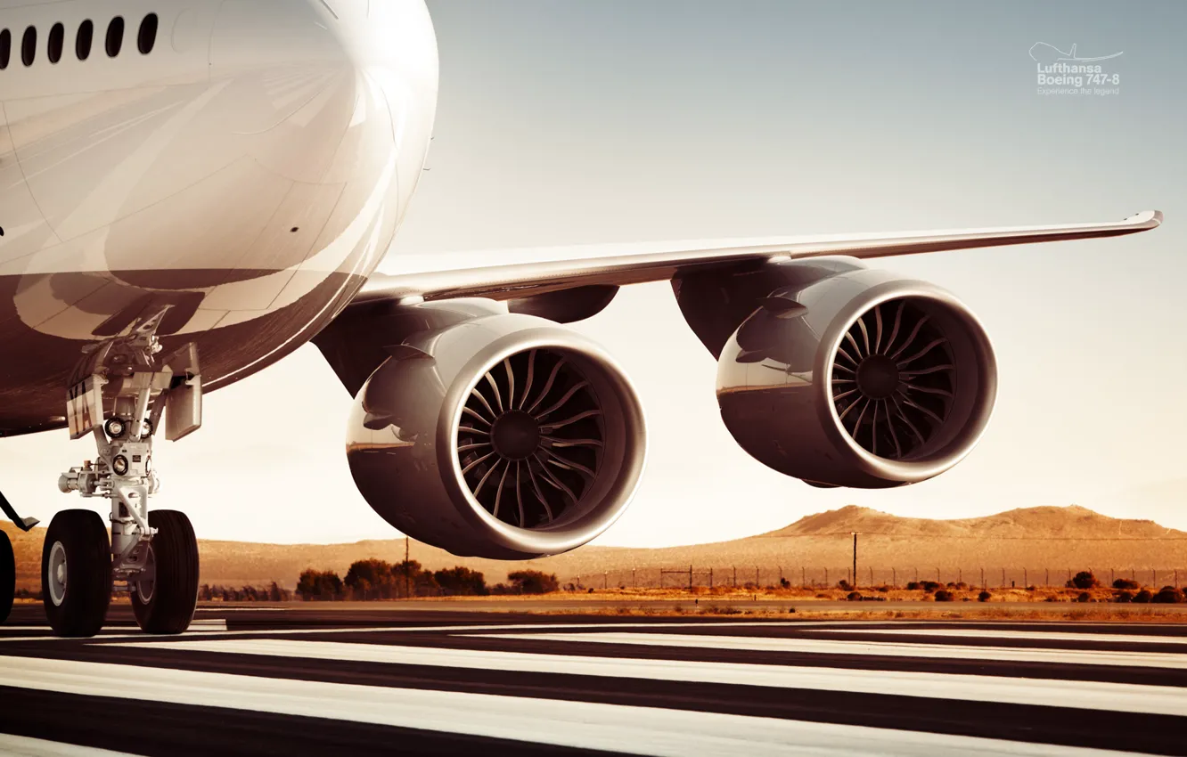 Photo wallpaper Engine, Lufthansa, Boeing 747-8, Hanseatic airlines, Turbofan