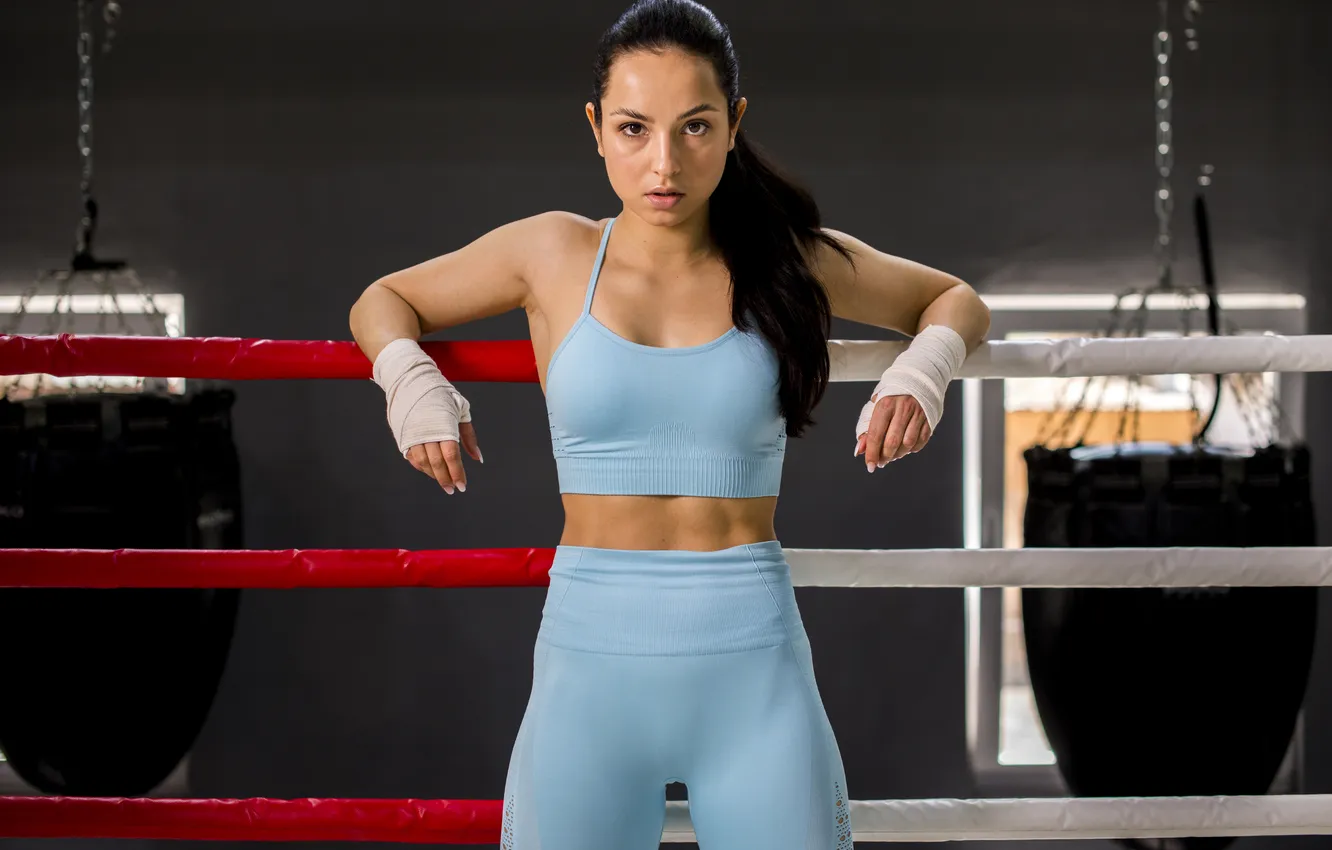 Photo wallpaper girl, Boxer, posing, gym