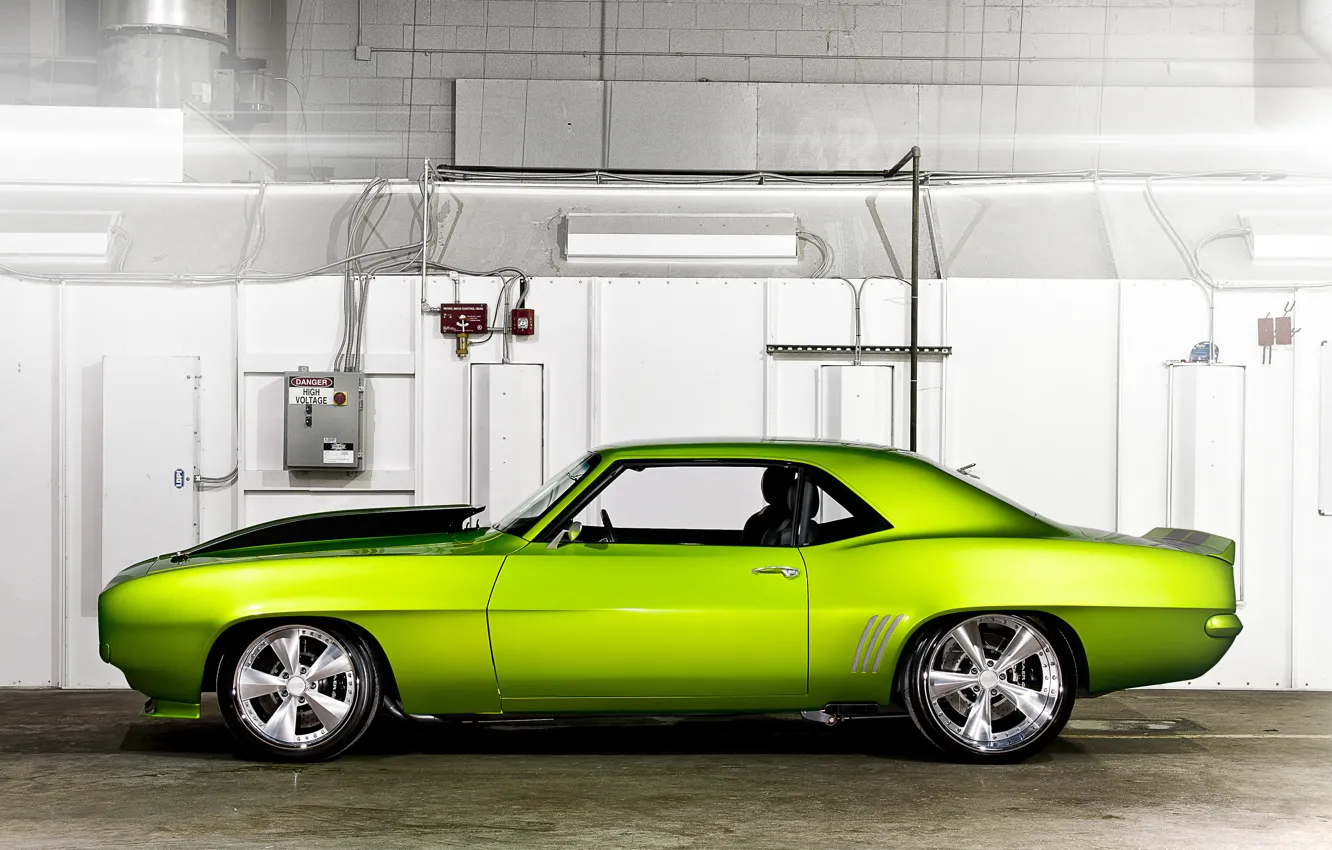 Photo wallpaper machine, green, Chevrolet, car, Rides Green Monster 31