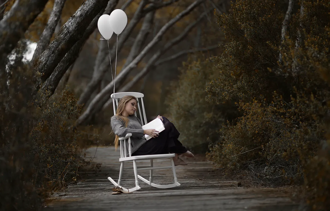 Photo wallpaper girl, balls, book