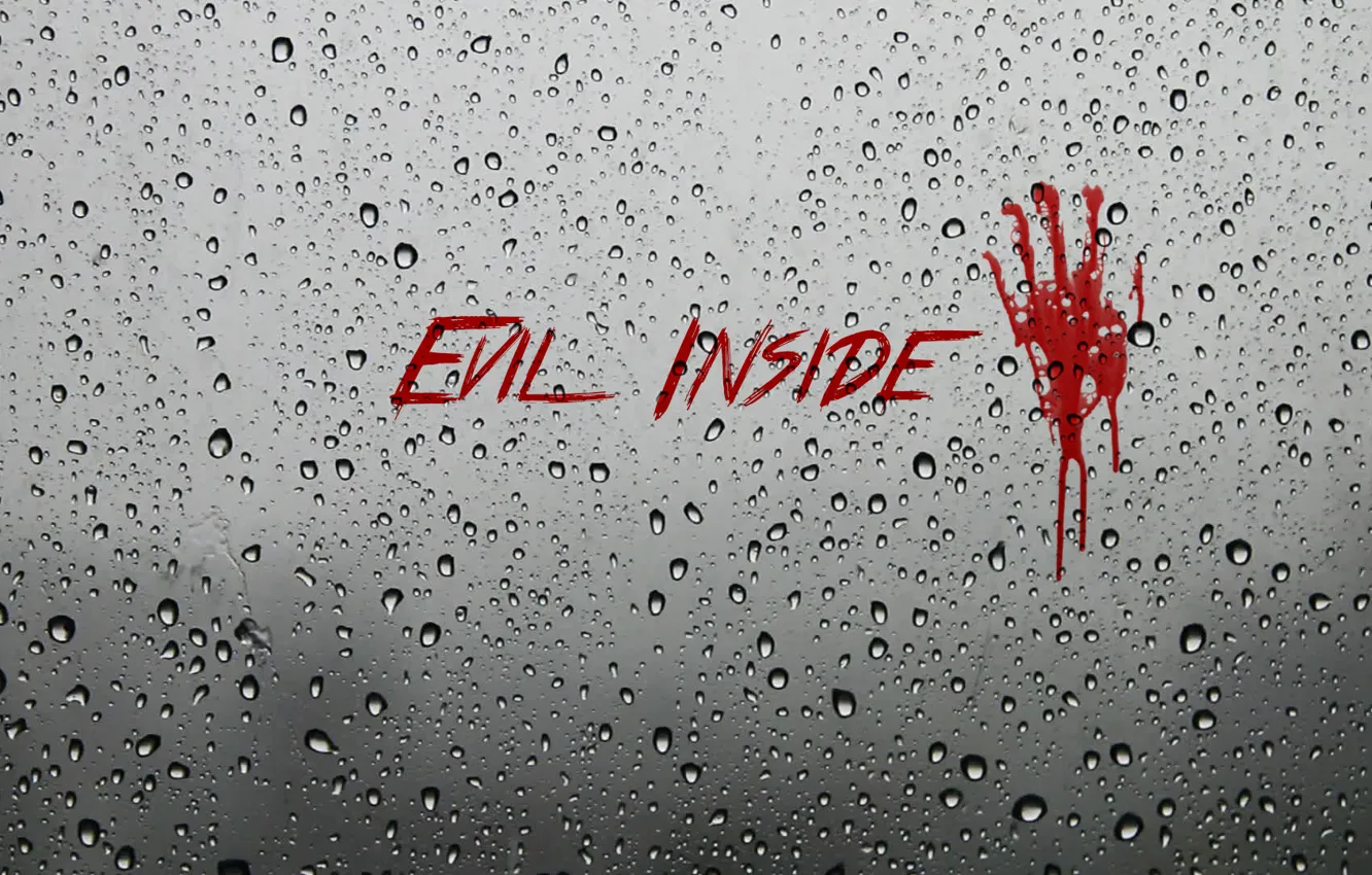 Photo wallpaper blood, glass, wet, evil, Evil Inside