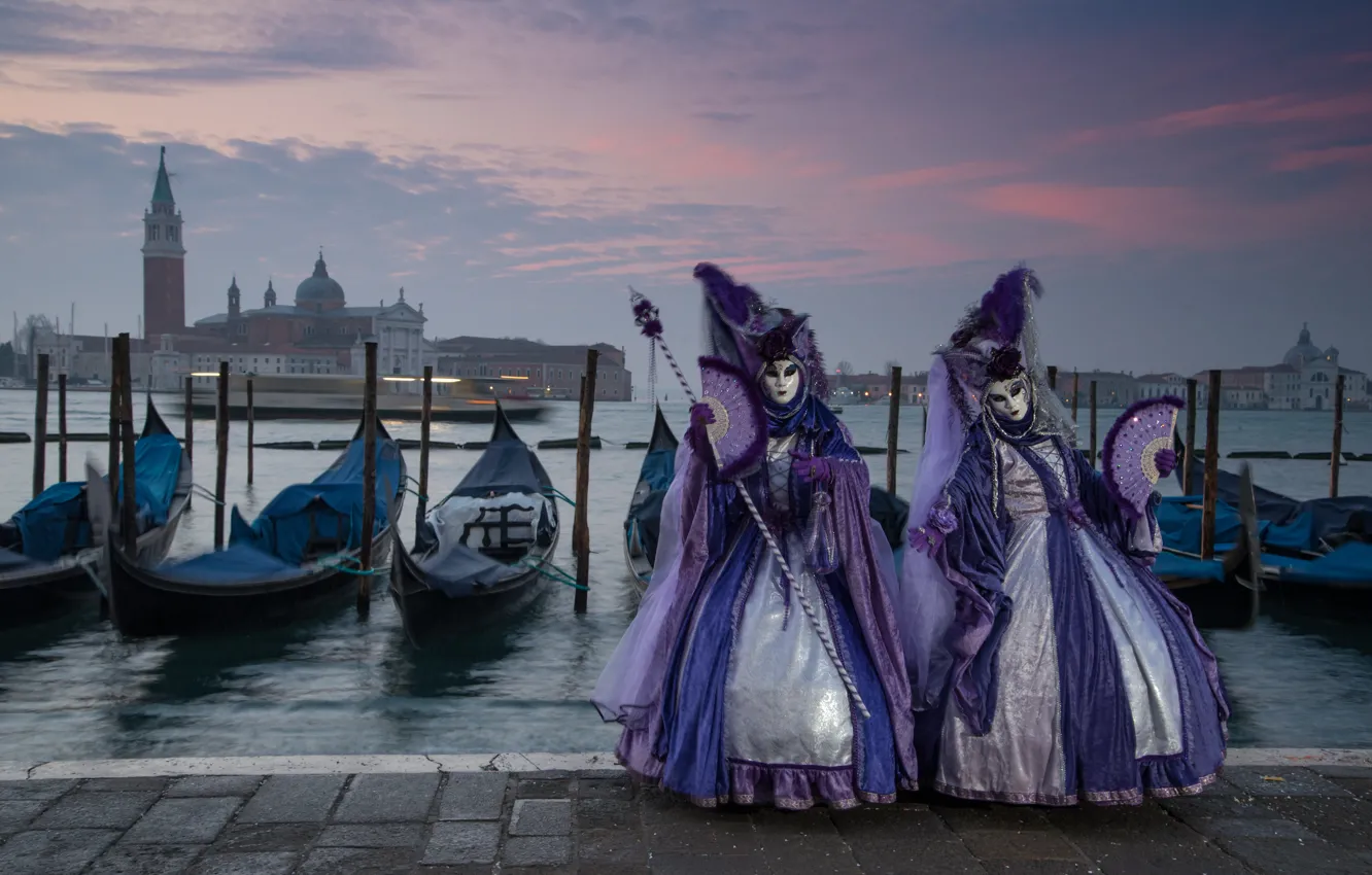 Photo wallpaper Italy, Venice, carnival, costumes, 2015