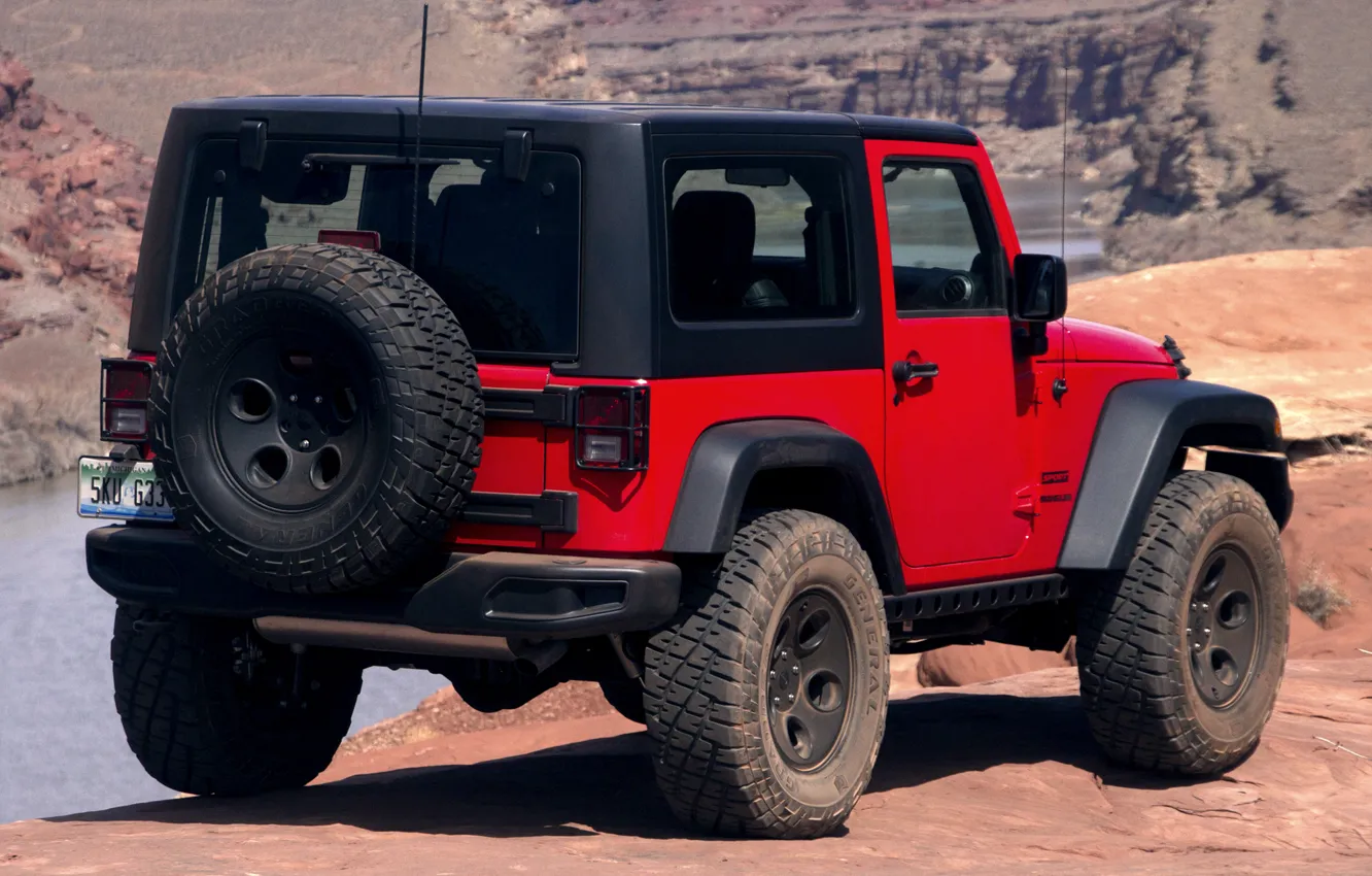 Photo wallpaper Concept, red, jeep, rear view, Slim, Wrangler, Jeep