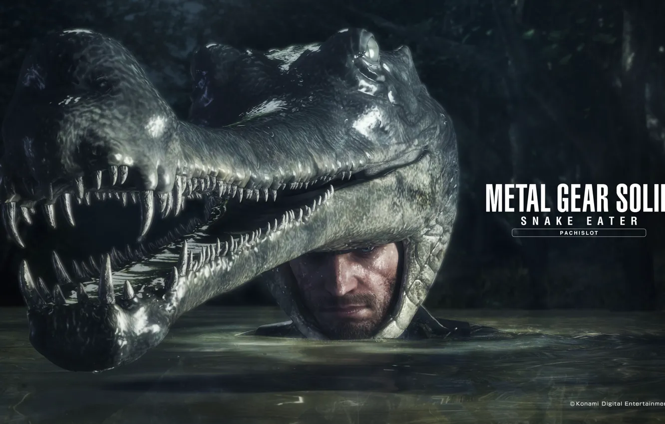 Photo wallpaper water, mask, helmet, camouflage, MGS, alligator, Metal Gear Solid 3: Snake Eater, big boss