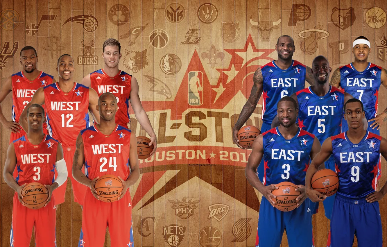 Photo wallpaper Basketball, NBA, LeBron James, Kobe Bryant, east, Player, Kevin Durant, Famous Stars Dwayne Wade